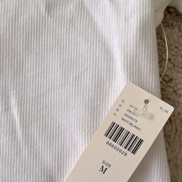 NWT Anthropologie Maeve Colorblock Ribbed Polo Shirt White Black Size M - Picture 9 of 11